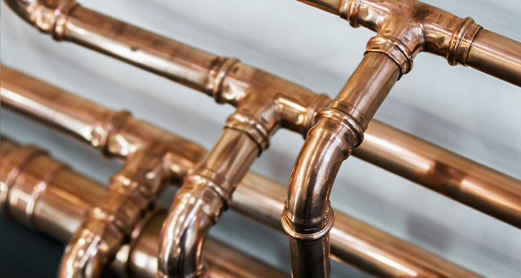 copper pipes and fittings for carrying out plumbing work.